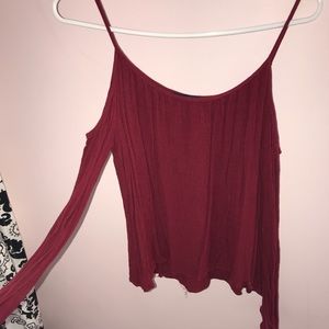 Red cold shoulder top